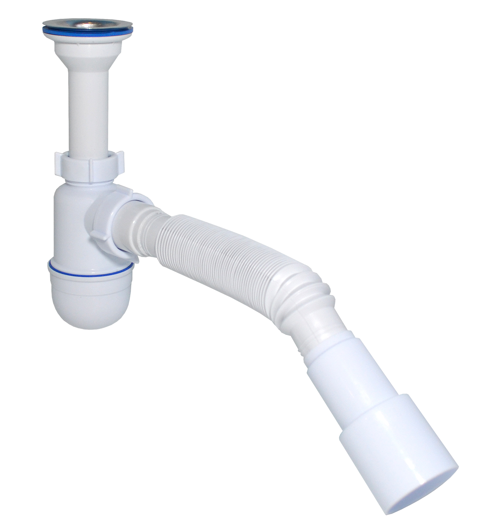 Сифон"Waterstal"1 1/2 з гнучкою трубою під умивальник (А - 32019) нерж болт 8см WATERSTAL